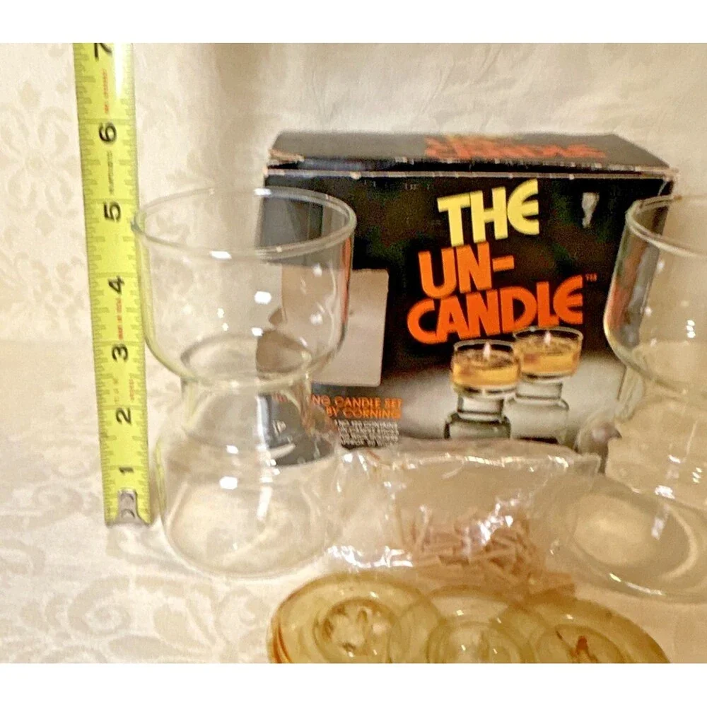 Vintage Corning The Un-Candle Floating Candle Set Item 120 Glass, Holders, Wicks